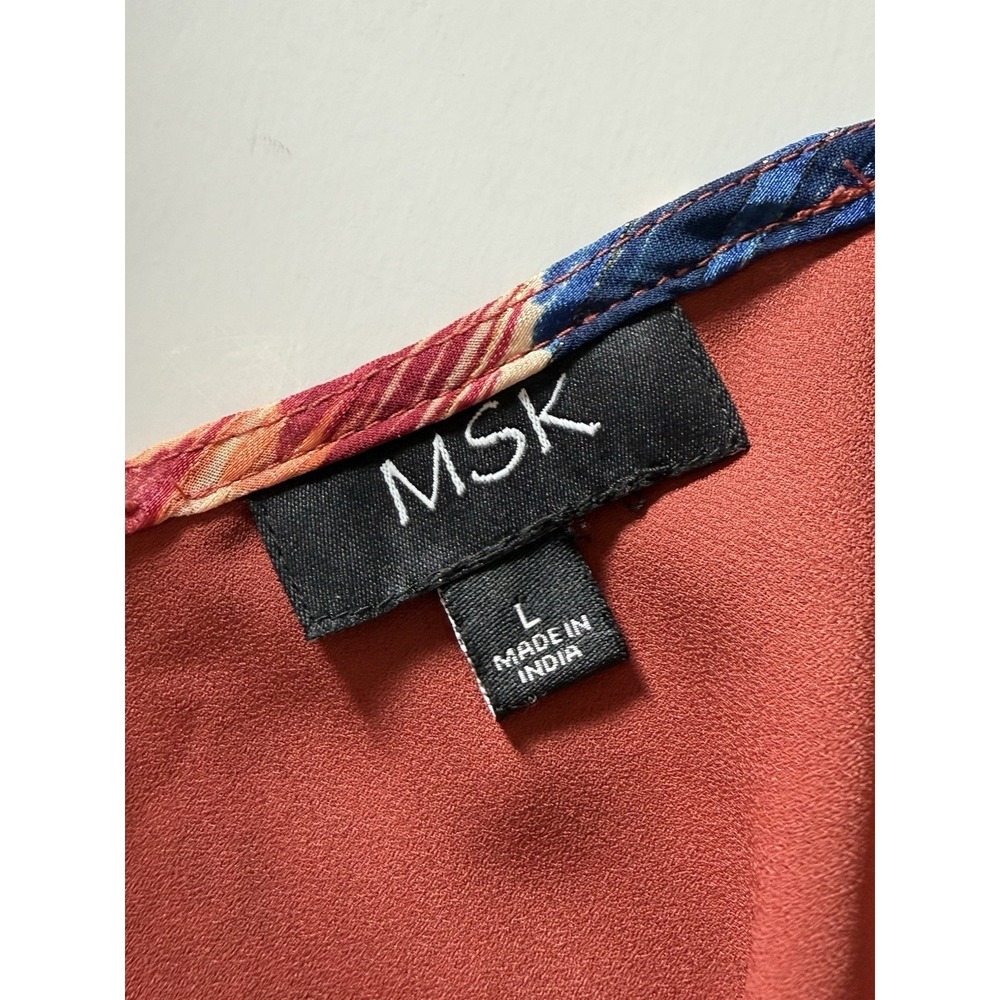 MSK Maxi Dress Boho Colorful Beach Earth Tone Metallic Flowy V Neck Straps Large - Picture 16 of 16